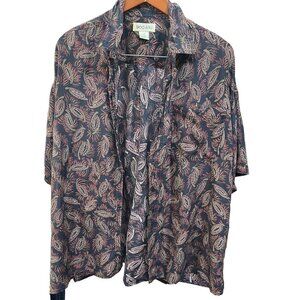 VINTAGE Bogari Silk Shirt Mens XL‎ Extra Large Button Up Front Pocket